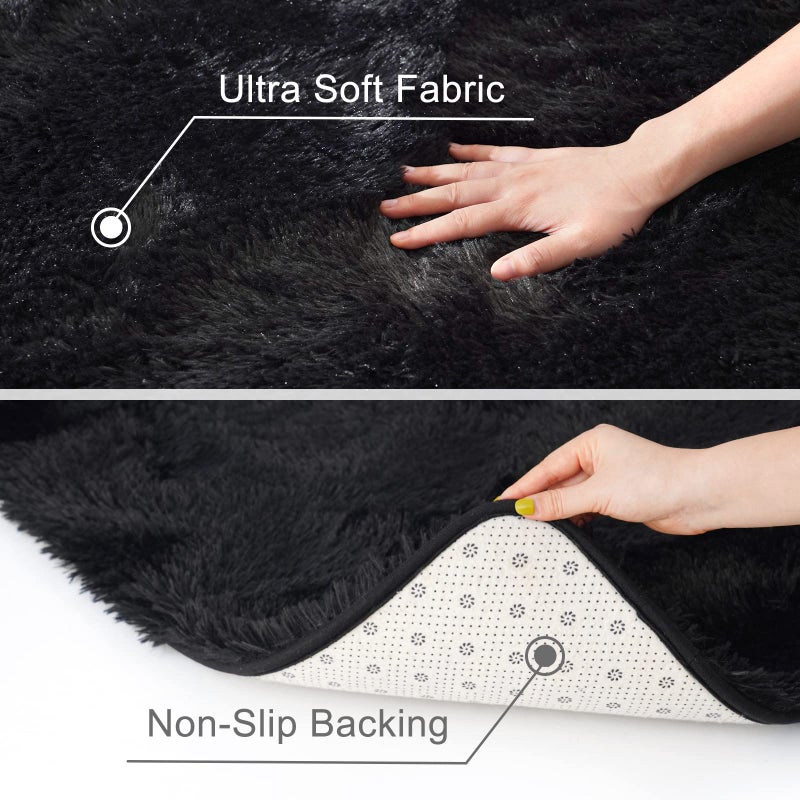 ST. BRIDGE Ultra Soft Black Rugs for Bedroom 4x6 Feet, Fluffy Shag Area Rugs for Living Room, Large Comfy Furry Rug for Boys Kids Baby Room Decor, Non Slip Nursery Rug Modern Indoor Fuzzy Floor Carpet - Image 4